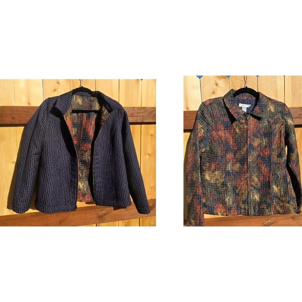 Vintage CHRISTOPHER & BANKS Full Zip Blazer Jacket Floral Tweed Womens Petie Med